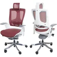 Mendler Chaise de bureau MERRYFAIR Wau 2, chaise de bureau chaise pivotante, rembourrage/filet, ergonomique rouge