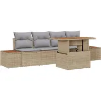 Syfax Ensemble de canapé de jardin 5 pcs Beige Poly rotin