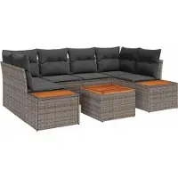 Syfax Ensemble de canapé de jardin 7 pcs Gris Poly rotin