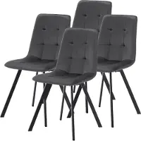 En.casa Chaise de salle à manger 'Lexnitz' (lot de 4) Pieds de chaise angulaires gris foncé