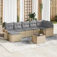 Prolenta Maison Exclusive - Ensemble de canapé de jardin 8 pcs Beige Poly rotin