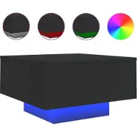 Syfax Table basse avec lumières LED noir 55x55x31 cm