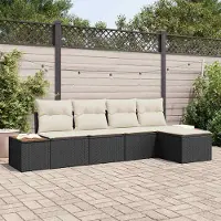 Prolenta Maison Exclusive - Ensemble de canapé de jardin avec coussin 5 pcs Noir Poly rotin