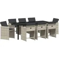 Syfax Ensemble de salle à manger pour jardin 9 pcs Gris clair