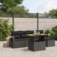 Prolenta Maison Exclusive - Salon de jardin 6 pcs avec coussins noir résine tressée