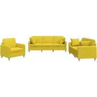 Syfax Ensemble de canapés 3 pcs avec coussins jaune clair tissu