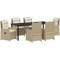 Syfax Ensemble de salle à manger pour jardin 7 pcs polyrotin