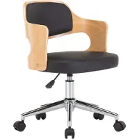 Syfax Chaise pivotante de bureau Noir Bois courbé et similicuir