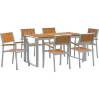 vidaXL Salon de jardin 7 pcs Gris Bois massif Acacia