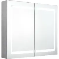 Syfax Armoire de salle de bain à miroir LED Gris béton 80x12x68 cm