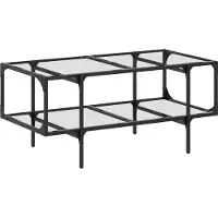 Syfax Table basse avec dessus en verre transparent 98,5x50x45cm acier
