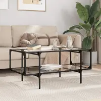 Prolenta Table basse exclusive avec plateau en verre transparent, dimensions 98,5 x 50 x 45 cm, structure en acier