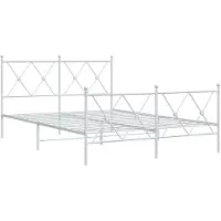Syfax Cadre de lit métal sans matelas et pied de lit blanc 140x190 cm