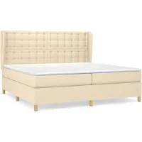 Syfax Sommier à lattes de lit avec matelas Crème 200x200 cm Tissu