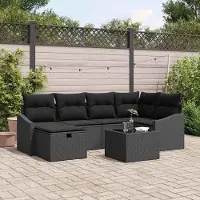 Prolenta Maison Exclusive - Ensemble canapé avec coussins avec rangement Noir Poly-rotin