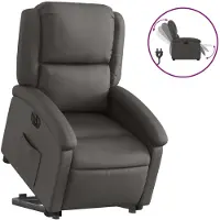 Syfax Fauteuil inclinable électrique gris cuir véritable