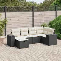 Prolenta Maison Exclusive - Salon de jardin 6 pcs avec coussins noir résine tressée
