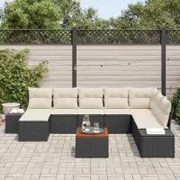 Prolenta Maison Exclusive - Ensemble de salon de jardin, 9 pièces, noir et blanc