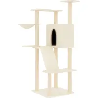 Syfax Arbre à chat avec griffoirs en sisal crème 143 cm