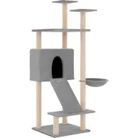 Syfax Arbre à chat avec griffoirs en sisal Gris clair 153 cm