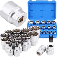 Asta Jeu de douilles à 12 pans - clés 1/2'', 8 - 36 mm, 21 pièces