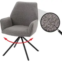 Mendler Chaise de salle à manger HWC-G67, chaise de cuisine avec accoudoirs, pivotante, avec position automatique, revêtue en tissu bouclé MVG, couleur gris clair