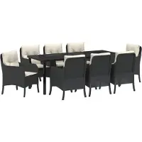 Syfax Ensemble de salle à manger pour jardin 9 pcs Noir polyrotin
