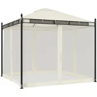 Syfax Tonnelle avec parois en filet crème 2,93x2,93 m acier