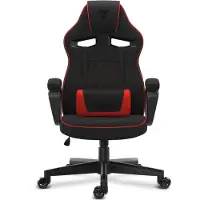 Sense7 Chaise gaming Knight en tissu noir et rouge - Chaise de bureau ergonomique Chaise de bureau Chaise d'ordinateur Chaise gaming Chaise de course 120 kg