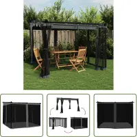The Living Store Pavillon avec parois en filet Anthracite 3x3 m acier