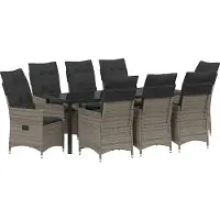 Syfax Ensemble de salle à manger pour jardin 9 pcs Gris polyrotin