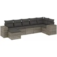 Syfax Salon de jardin avec coussins 7 pcs gris résine tressée