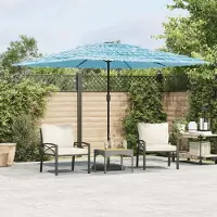 Prolenta Maison Exclusive - Parasol avec mât en acier, couleur bleu, dimensions 290x290x238 cm