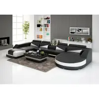 JV Möbel Canapé D’angle Noir En Forme De U 215 x 362 x 207 cm
