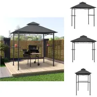 vidaXL Pavillon BBQ 240x150x255 cm Anthracite Acier - Pavillons & Tentes de réception