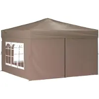 Syfax Tente de réception pliable avec parois Taupe 3x3 m