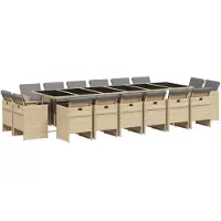 Syfax Ensemble à manger de jardin et coussins 17 pcs mélange beige