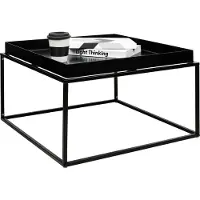 Sonstiges Table d'appoint, carrée, table à plateau avec bords surélevés, design industriel, brun vintage-noir