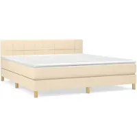 vidaXL Lit boxspring avec matelas Crème 180x200 cm Tissu