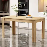 Flieks Table de salle à manger rectangulaire, Table de cuisine avec pieds en bois, Table pour salle à manger salon, 116x65x75cm, Naturel
