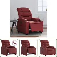 The Living Store Fauteuil relax électrique vin rouge similicuir