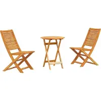 Syfax Ensemble bistro pliant 3 pc 2 place Marron Bois d'Acacia Massif