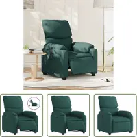 The Living Store Fauteuil relax électrique Vert foncé Tissu