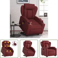 The Living Store Fauteuil de massage avec releveur Vin rouge Similicuir