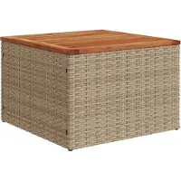 Syfax Table de jardin beige 55x55x37 cm résine tressée et bois acacia