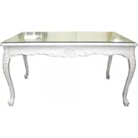 Casa Padrino Table de salle à manger baroque avec plateau en verre blanc - Table de salle à manger de style baroque - Meubles de salle à manger de style baroque - Meubles baroques 180 cm blanc