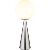 Globo Lampe de table Pinpal nickel avec verre convexe blanc