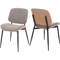 Mendler Lot de 2 chaises de salle à manger HWC-O44, chaise de cuisine, tissu en bois courbé (370g/m²) Öko-Tex MVG naturel, gris clair