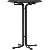 Syfax Table de bar noir Ø80x110 cm bois d'ingénierie et acier