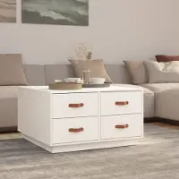Prolenta Table basse exclusive - Blanche - 80x80x45 cm - Bois massif (pin)